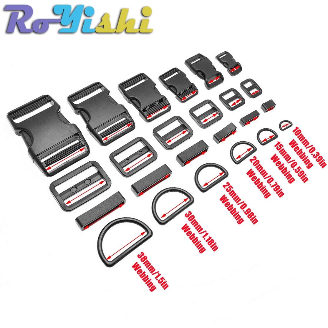 1-10 Set Plastic Side Release  - D Ring Strap recension och pris
