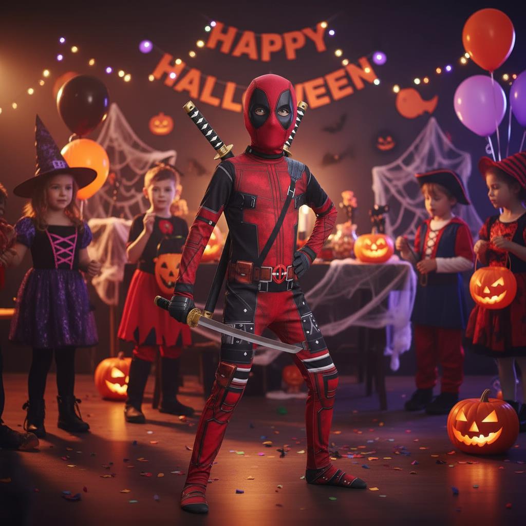 3-12Y Kids Deadpool Costume wi - Cosplay Prop Dagger recension och pris