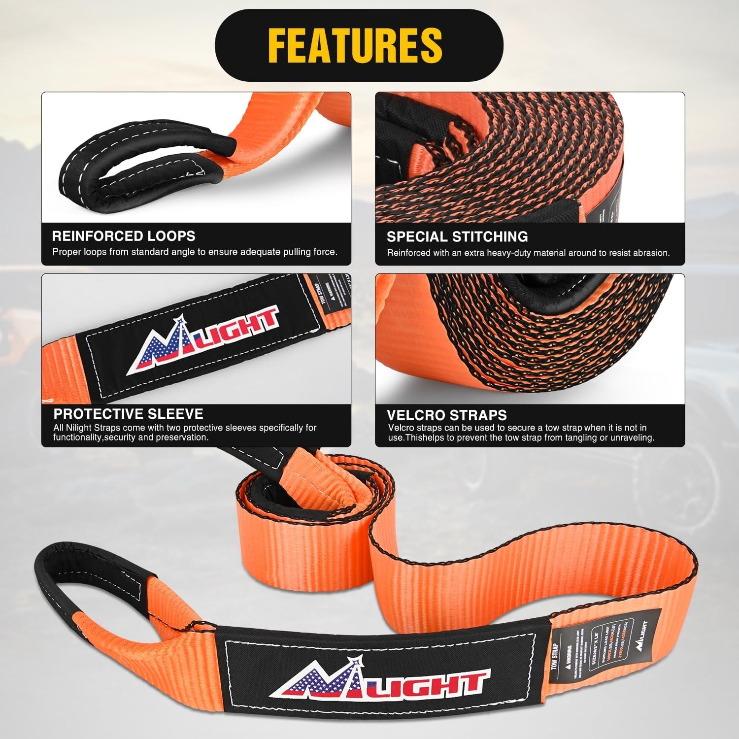 Nilight Offroad Recovery Kit 3 - D Ring Strap recension och pris